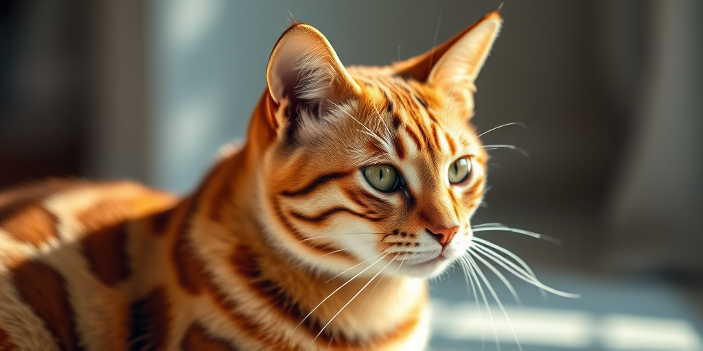 Create a high-resolution image of a stylized cat with intricate geometric patterns, captured with a Canon EOS R5 at f/2.8, ISO 100, 1/200s, in a soft natural light setting, using a shallow depth of field to emphasize the details.