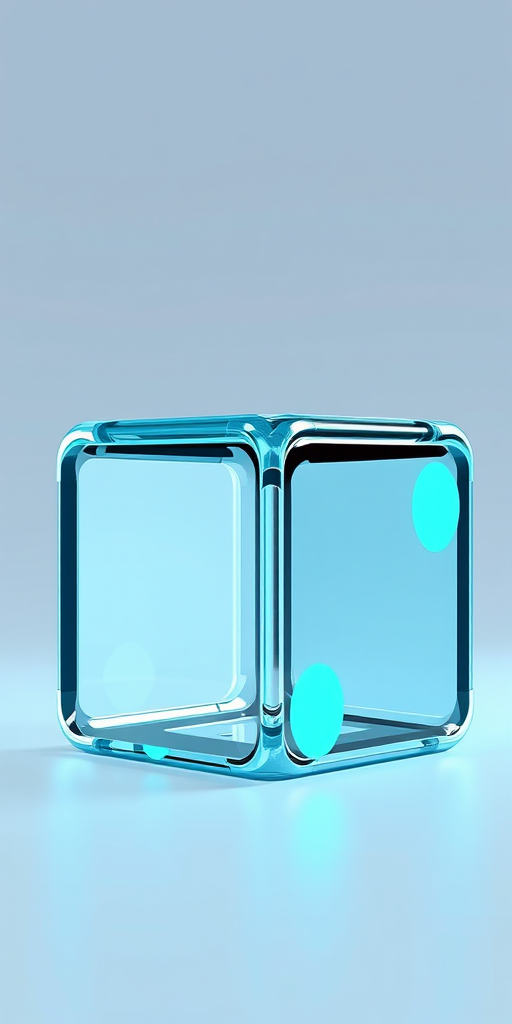 Create a high-resolution vector illustration of a stylized cube with light blue accents, shot from a slightly elevated angle using a 50mm lens on a DSLR camera, aperture set to f/2.8 for a shallow depth of field, ISO 100 for low noise, and natural lighting to emphasize details and textures.