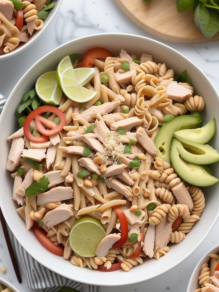 thai peanut chicken pasta salad