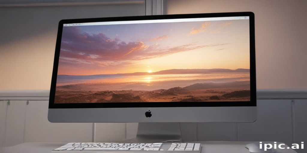 Stunning Sunset Displayed on an Elegant Apple Computer Monitor Setup