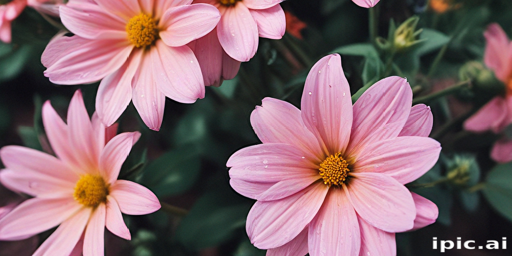 Beautiful Pink Flowers Blooming in a Lush Green Garden Setting
