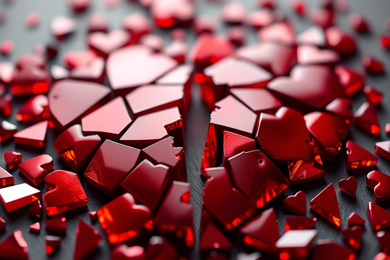 Fragmented Hearts: A Symbol of Love Lost and Emotional Healing Journey