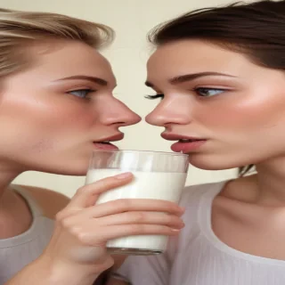 lesbians drinking milk