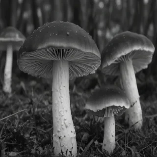 mushroom black and white