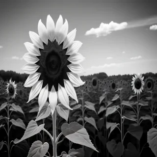 black and white sunflower