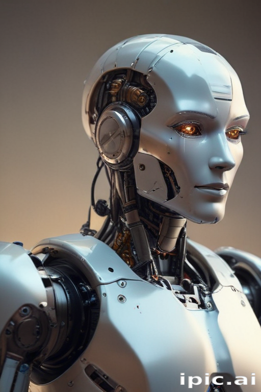 Futuristic Robot with Glowing Eyes and Intricate Mechanical Design Features