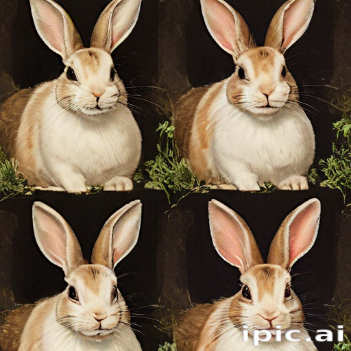 Charming Collection of Four Adorable Rabbits Posing with Unique Expressions