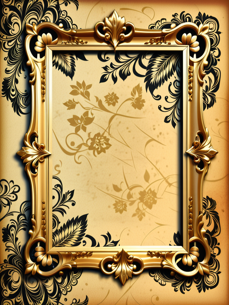 Elegant Vintage Frame Surrounded by Ornate Floral and Leaf Patterns