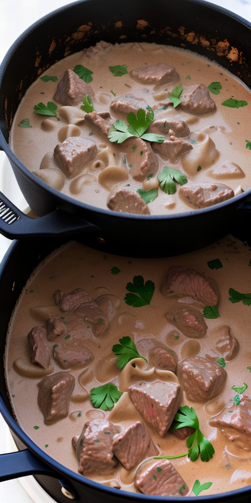 beef stroganoff in a dutch oven