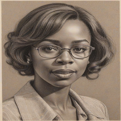 Resplendent Courtney B. Vance, pencil sketch, portrait of Lovely woman 1924s in glasses, hair style beatnik, outline, clear lines, fine lines, 8k