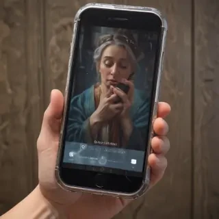 holding phone