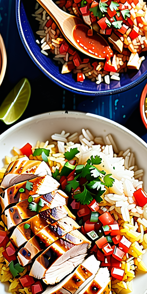 chicken and rice with salsa