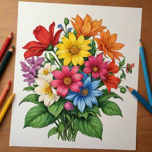 flower drawings color