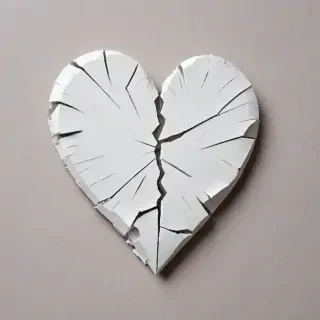 white broken heart