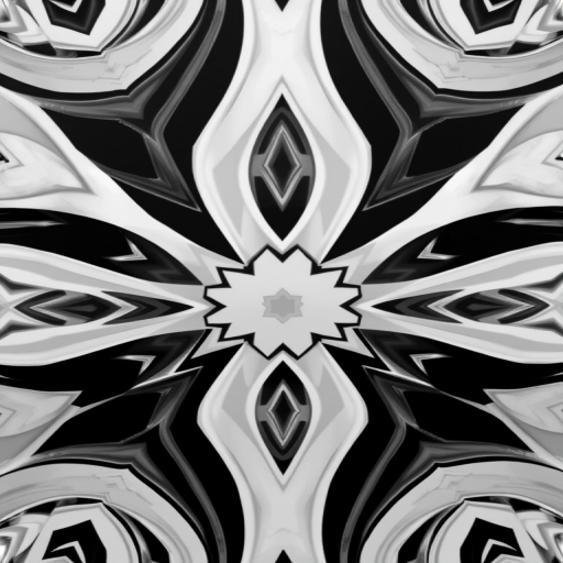 Create a high-resolution abstract black and white geometric design with intricate patterns, using a DSLR camera with a 50mm lens, f/1.8 aperture, ISO 100, and a top-down view to enhance detail and clarity.