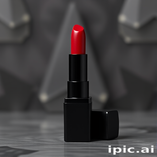 Classic "Ruby Noir" cream lipstick delivering intense color payoff with a satin finish, enriched with moisturizing ingredients for comfortable all-day wear