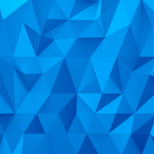 Create a high-resolution abstract image featuring a geometric pattern of blue triangles with varying shades, using a wide-angle lens, f/8 aperture, ISO 100, 1/200 sec shutter speed, shot in RAW format with a DSLR camera at a 24mm focal length.