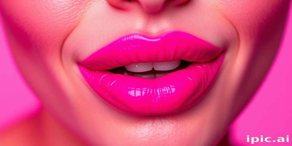 Neon pink lips with an ultra-matte finish, making a bold statement and exuding confidence and playfulness