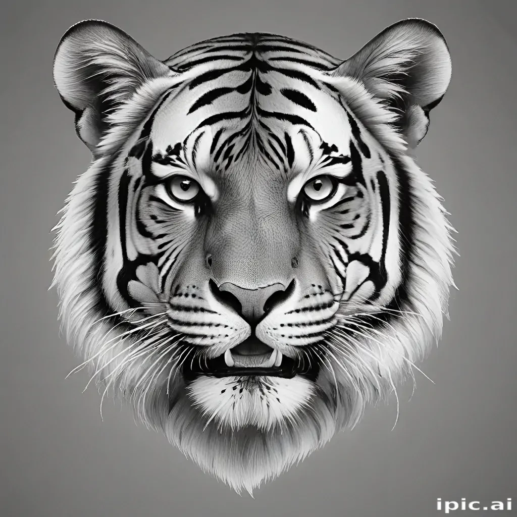 tiger clipart black and white