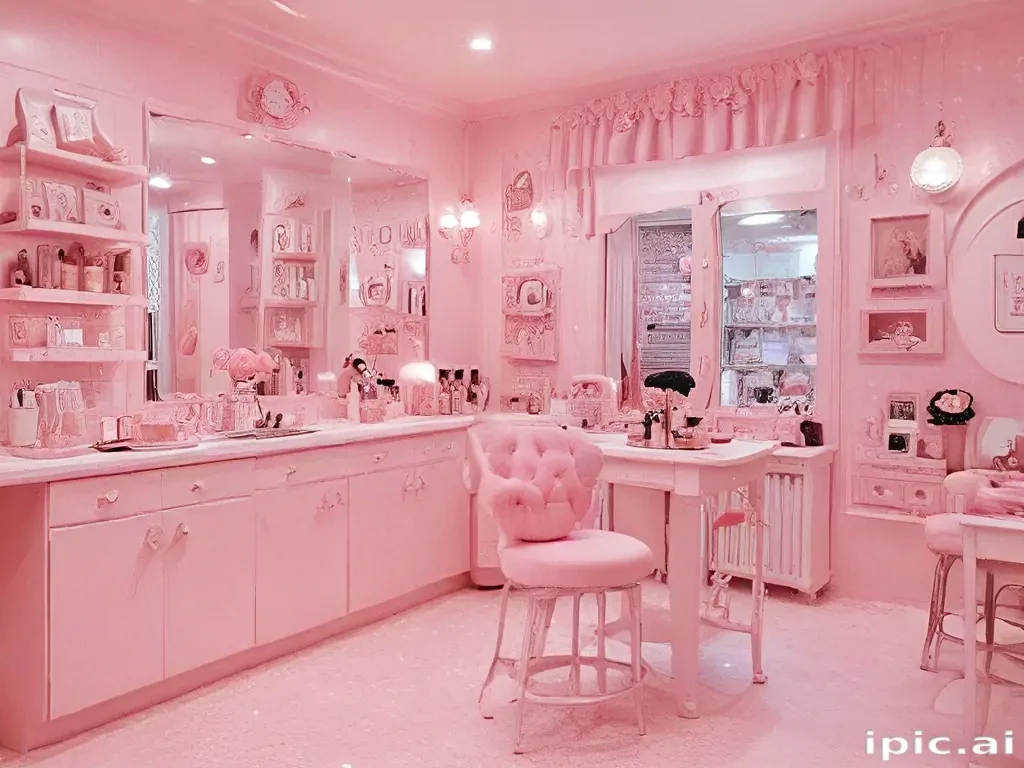A Dreamy Pink Vanity Room Filled with Charming Decor and Accessories