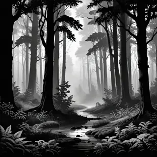 forest clipart black and white