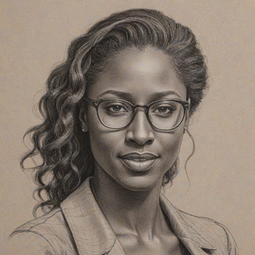 Ravishing Rutina Wesley, pencil sketch, portrait of Stunning woman 1936s in glasses, hair style beatnik, outline, clear lines, fine lines, 8k