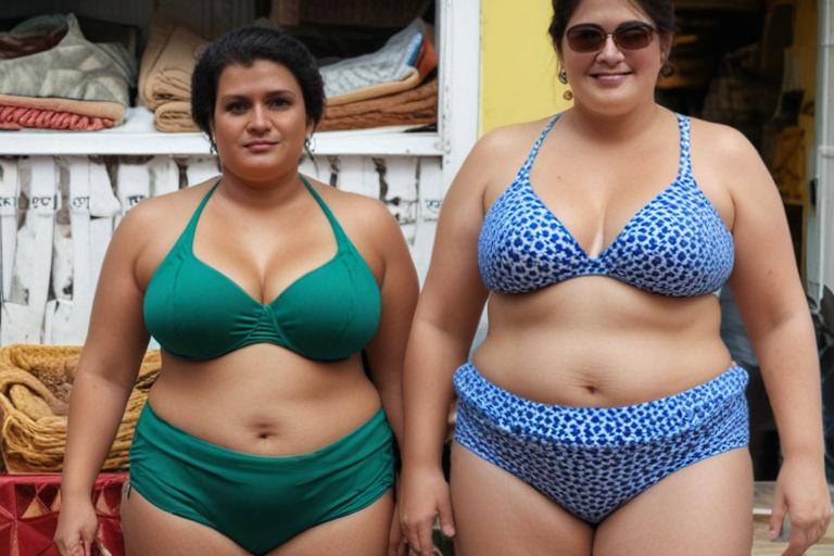 obese aunties in bikinis in market