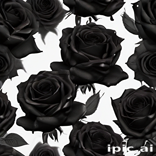 Elegant Arrangement of Lush Black Roses Against a Crisp White Background