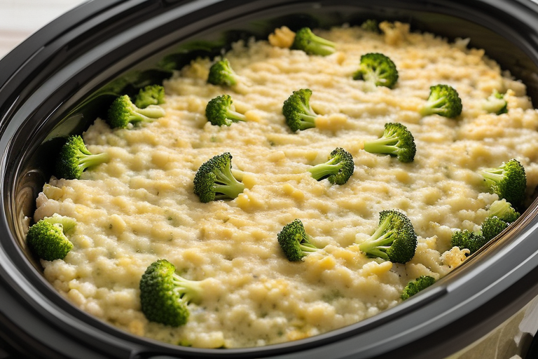 broccoli rice casserole in slow cooker