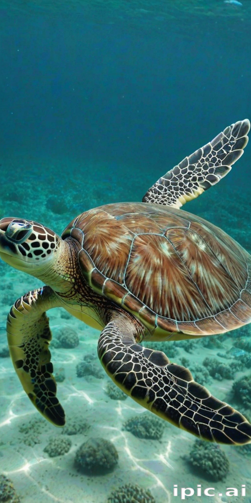 Graceful Sea Turtle Swimming Through Crystal Clear Tropical Waters