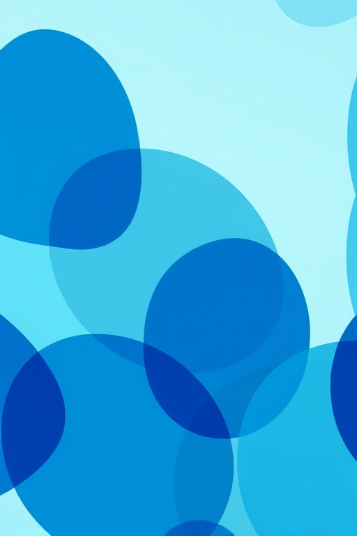 Create a seamless pattern of overlapping, abstract blue shapes with a light sky blue background using a Canon EOS R5, 50mm lens, f/8 aperture, ISO 100, natural daylight to enhance image clarity and vibrancy.