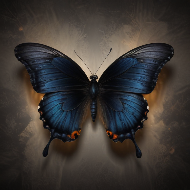 A Stunning Blue Butterfly with Unique Patterns Against a Dark Background.