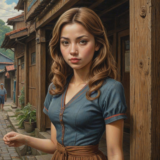 by Mike Worrall and Chizuko Yoshida in the style of Greg Hildebrandt,   Argentinian  brown_haired  character,  , Malaysian,  blonde