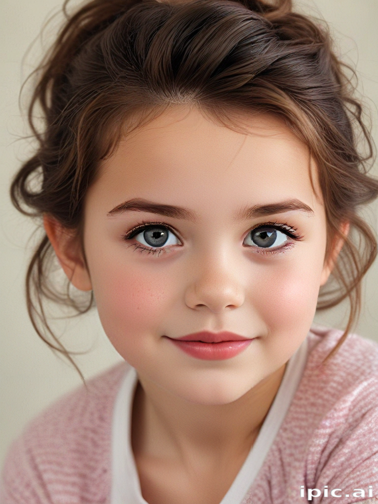 A Sweet Portrait of a Young Girl with Bright Blue Eyes and Charming Smile