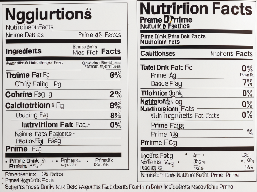ingredients prime drink nutrition facts