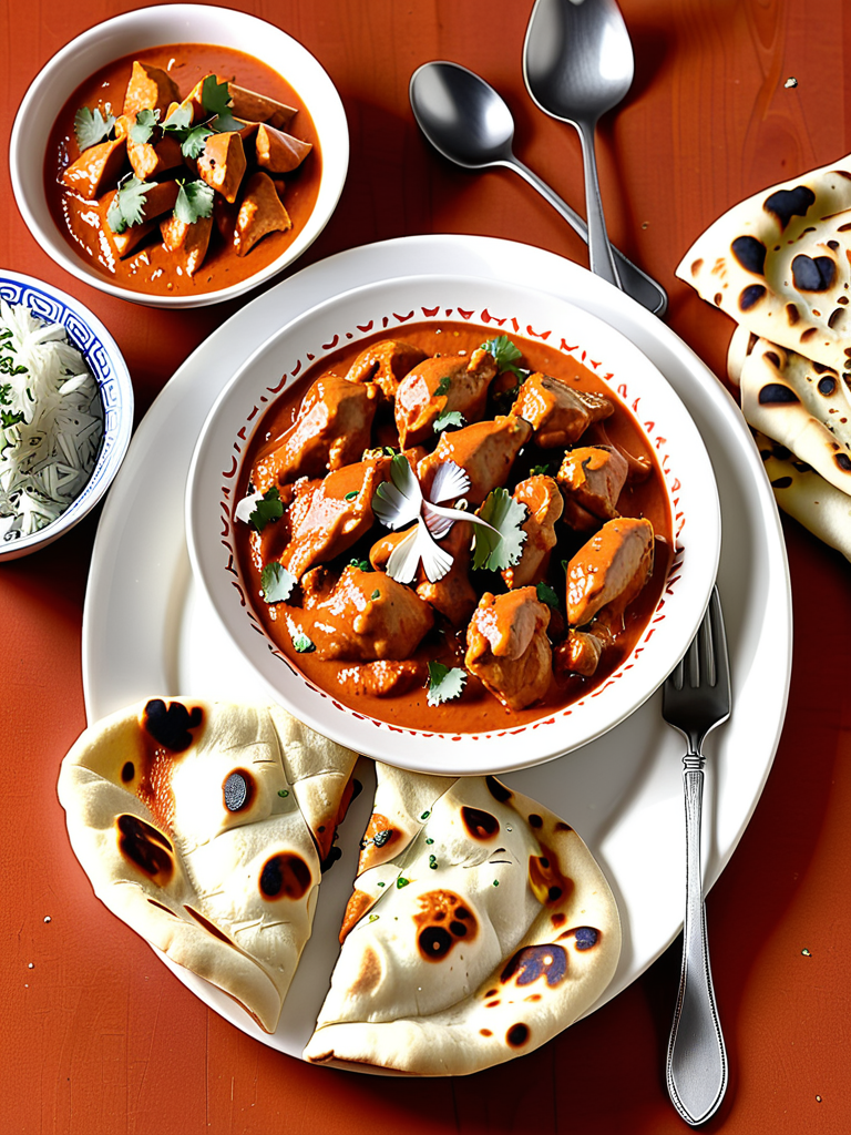 butter chicken and garlic naan
