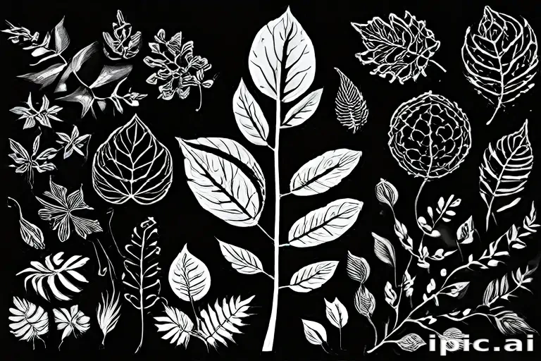 leaves clip art black and white
