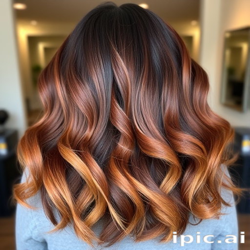 Luxurious chocolate brown to caramel ombre called "Dulce de Leche Dream" featuring long layers, rich warm tones transitioning smoothly, soft voluminous curls cascading down back, face-framing highlights in lightest shade