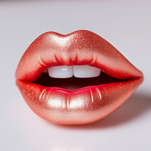 Metallic rose gold lip gloss "Gilded Petal" with holographic sparkle and plumping effect, suitable for festive occasions and glamorous nights out, infused with vitamin E