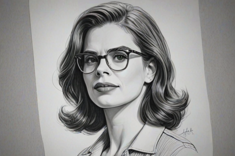 Radiant Hayley Atwell, pencil sketch, portrait of Wonderful woman 1957s in glasses, hair style beatnik, outline, clear lines, fine lines, 8k