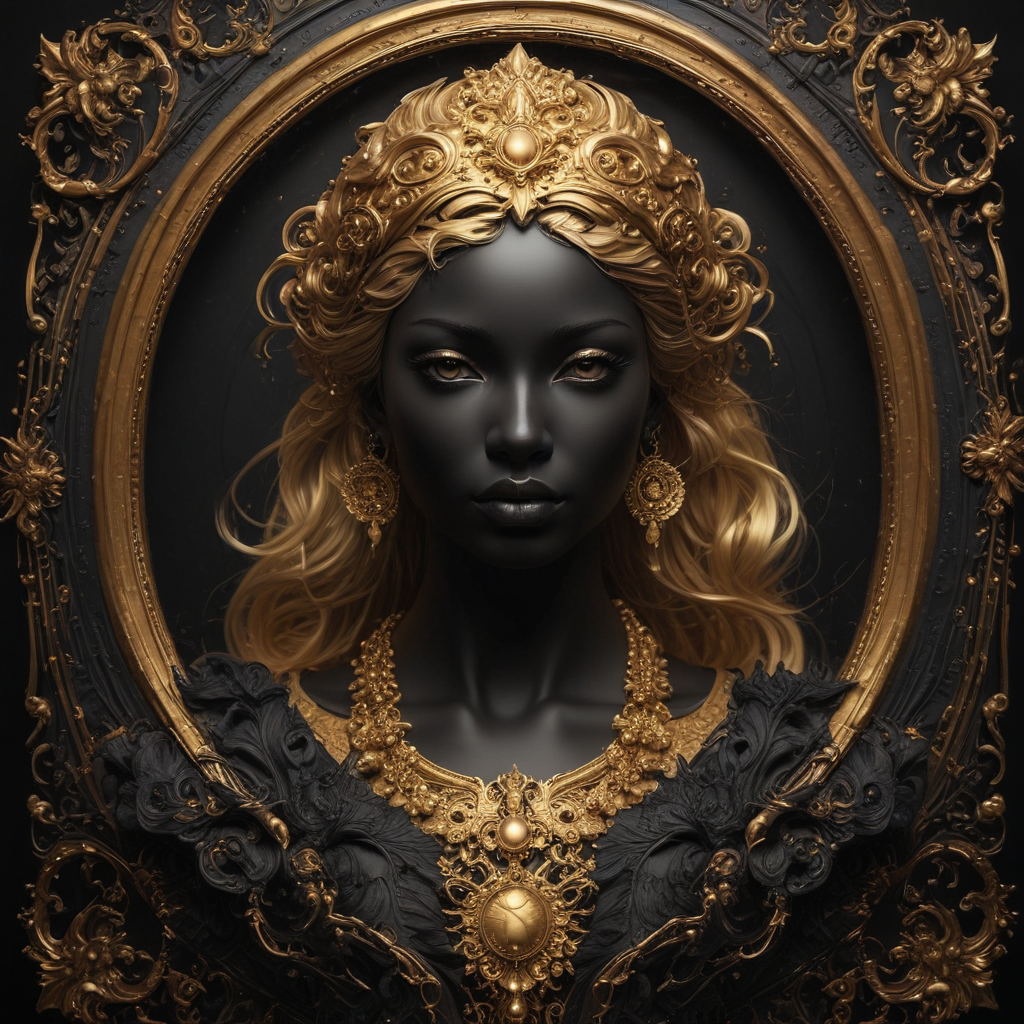 Majestic Portrait of a Regal Figure Adorned in Golden Elegance