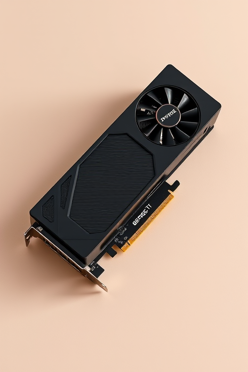 Generate a high-quality image of a GeForce RTX 2080 Ti graphics card on a plain neutral background with soft lighting, using a DSLR camera at f/2.8 aperture, ISO 100, 50mm lens, and 1/125 sec shutter speed to enhance detail and clarity.