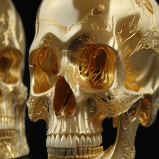 transparent gold skull
