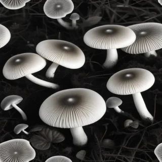 mushroom black and white