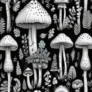 mushroom clip art black and white