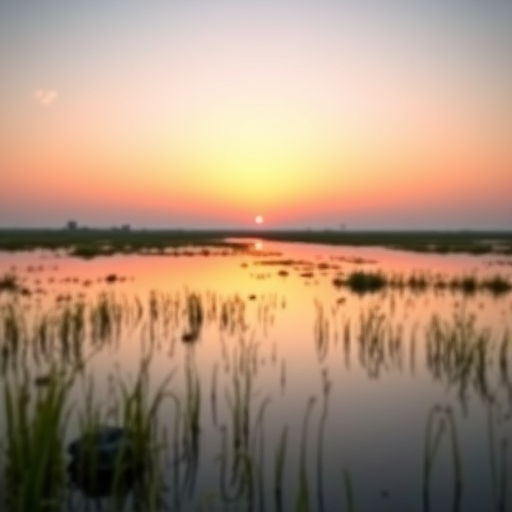 Create a high-resolution image of a serene landscape at sunset with soft pastel colors, using a Canon EOS 5D Mark IV, 24mm lens, f/8 aperture, ISO 100, with a focus on depth of field, capturing the warm glow and reflections in water.