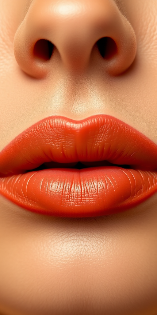 Matte terracotta lips with a warm, earthy tone, perfectly suited for a natural and sun-kissed appearance, enhancing the lips' natural beauty