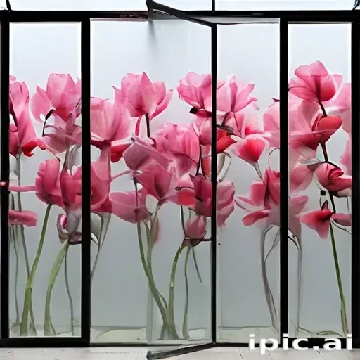 flowers behind glass wallpaper