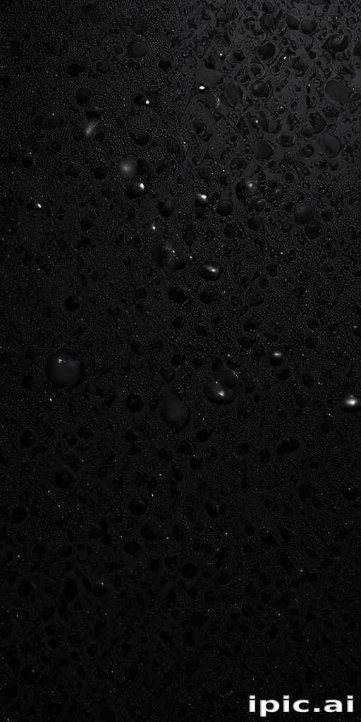 Close-Up of Water Droplets on a Dark Surface Glimmering in Light
