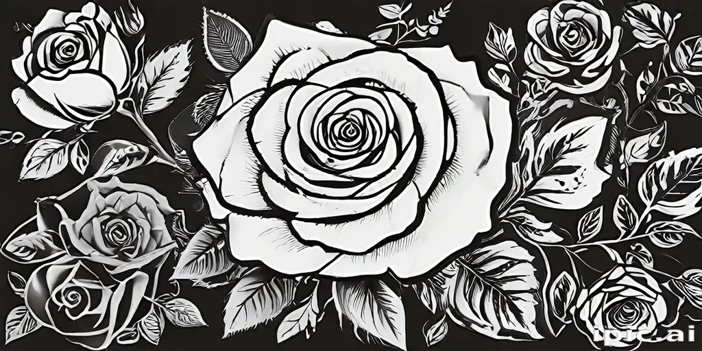 roses clipart black and white